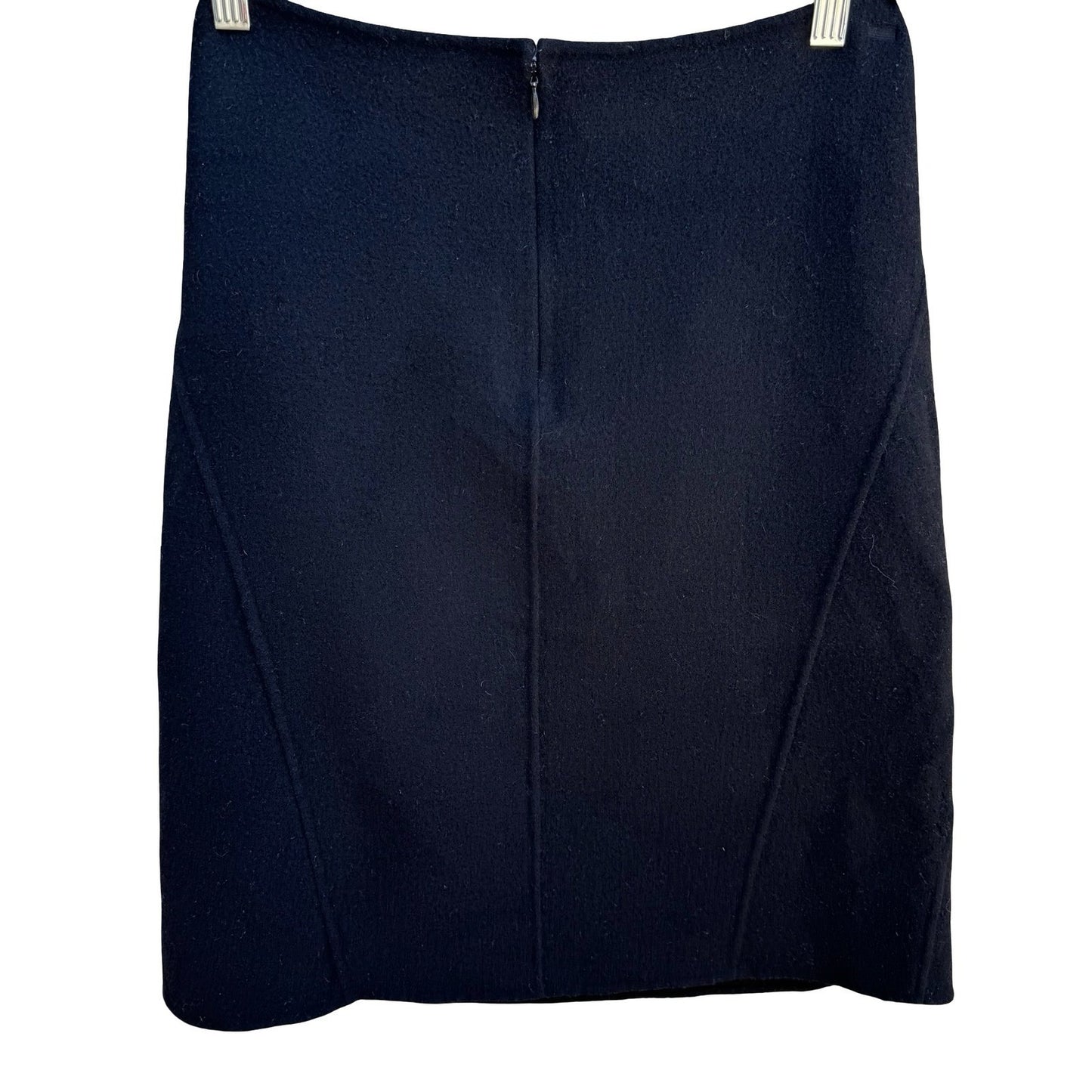 DKNY Y2K 90s MInimalist Quiet Luxury Wool Angora Mini Skirt Seam Detail Black 4