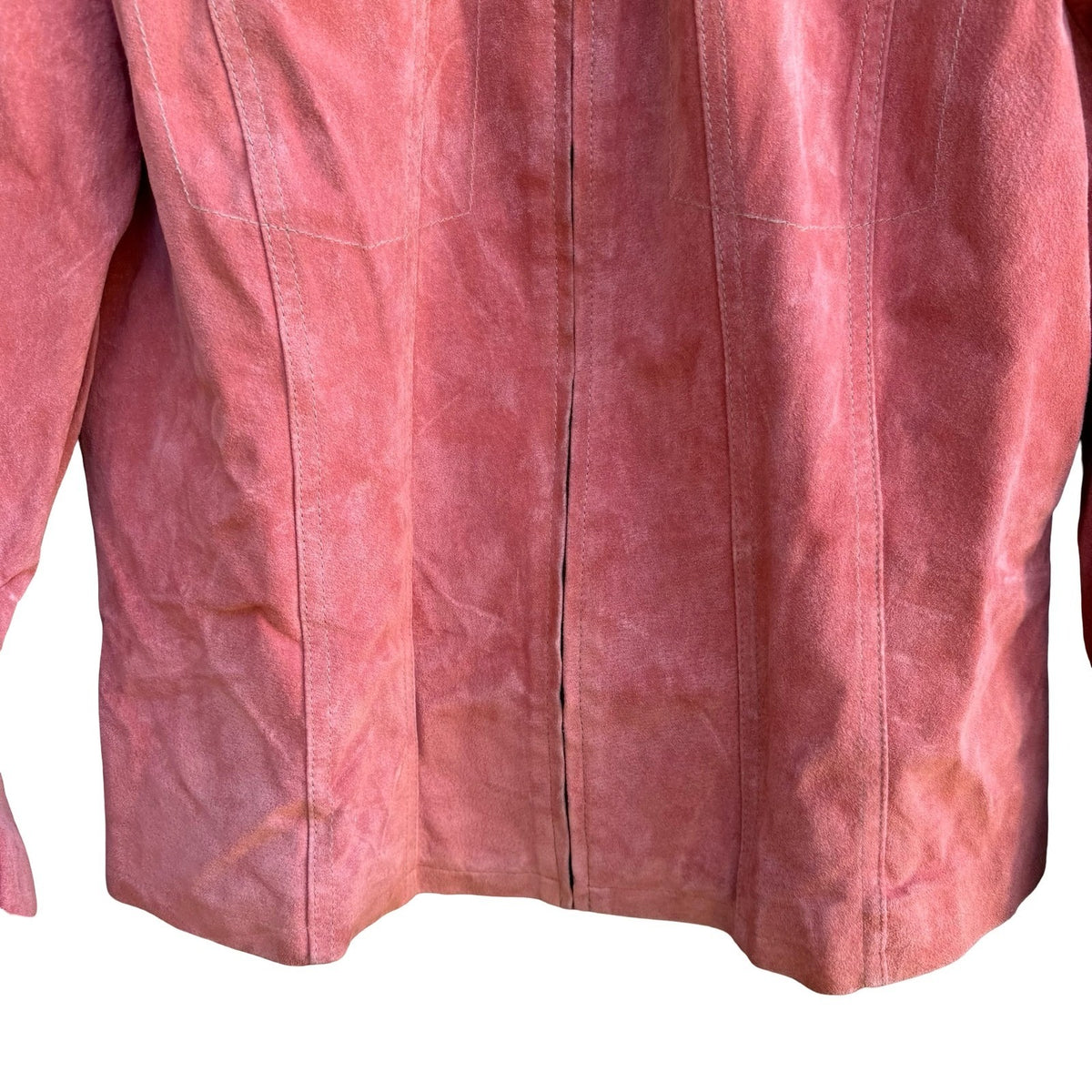 Cervelle Vintage 90s Suede Leather Western Boho Coastal Cowgirl Jacket Pink L