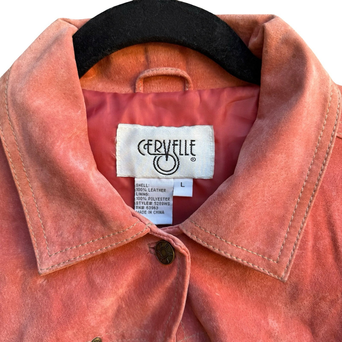 Cervelle Vintage 90s Suede Leather Western Boho Coastal Cowgirl Jacket Pink L