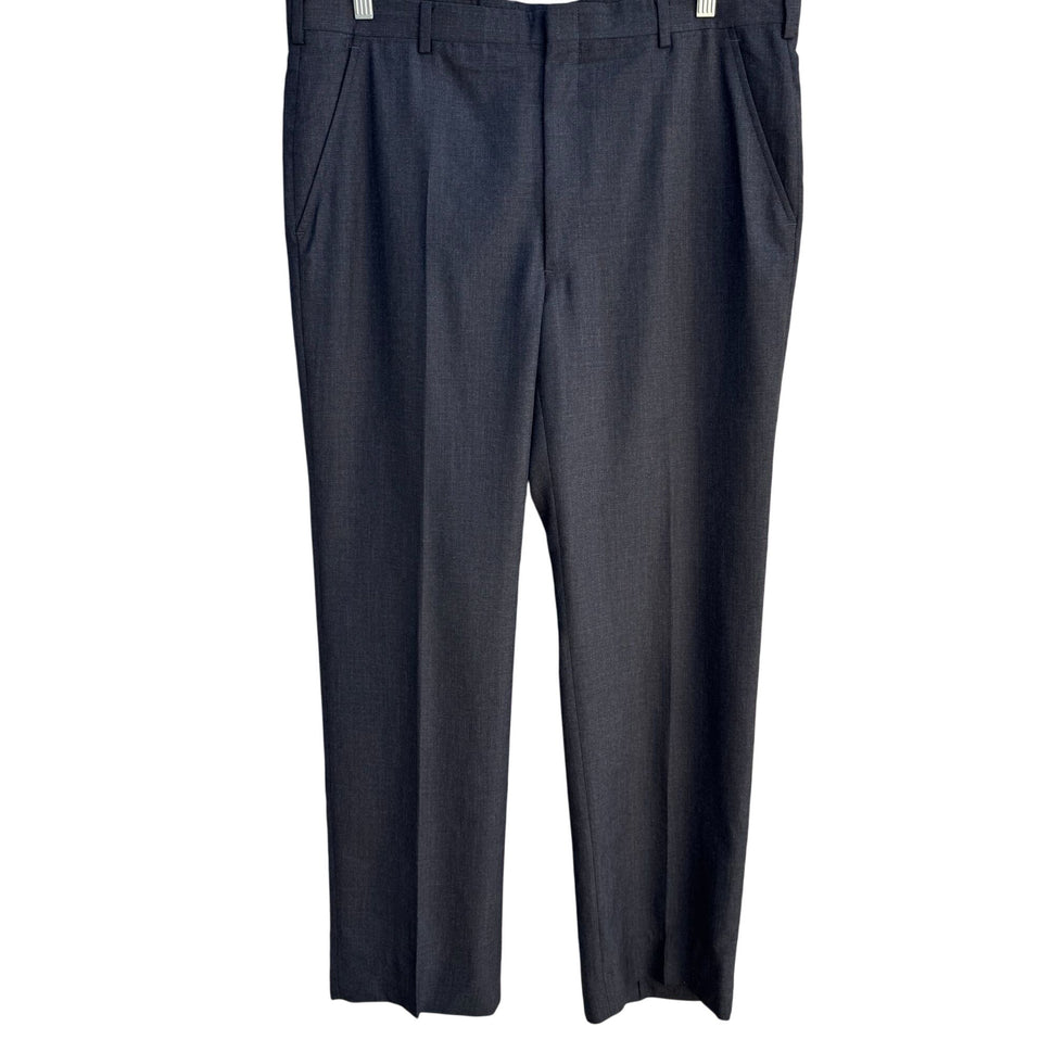 Hart Schaffner & Marx Viracle Vintage Gray Wool Mens Flat Front Dress Pant 38x32