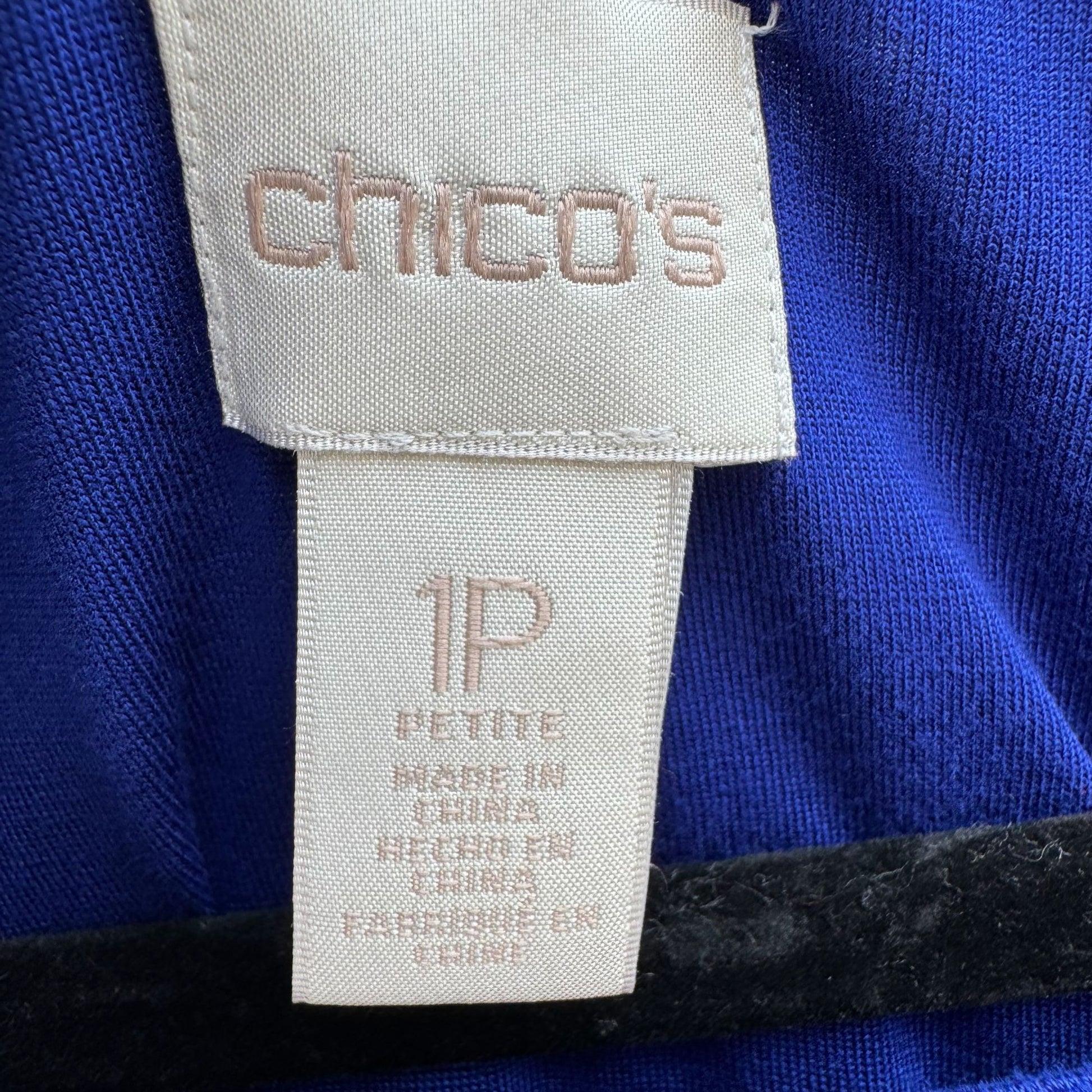 Chicos 1P Blue Semi Sheer Asymmetrical Flowy Bell Sleeve Chiffon Blouse Women