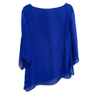 Switch Chicos 1P Blue Semi Sheer Asymmetrical Flowy Bell Sleeve Chiffon Blouse Women 3 image