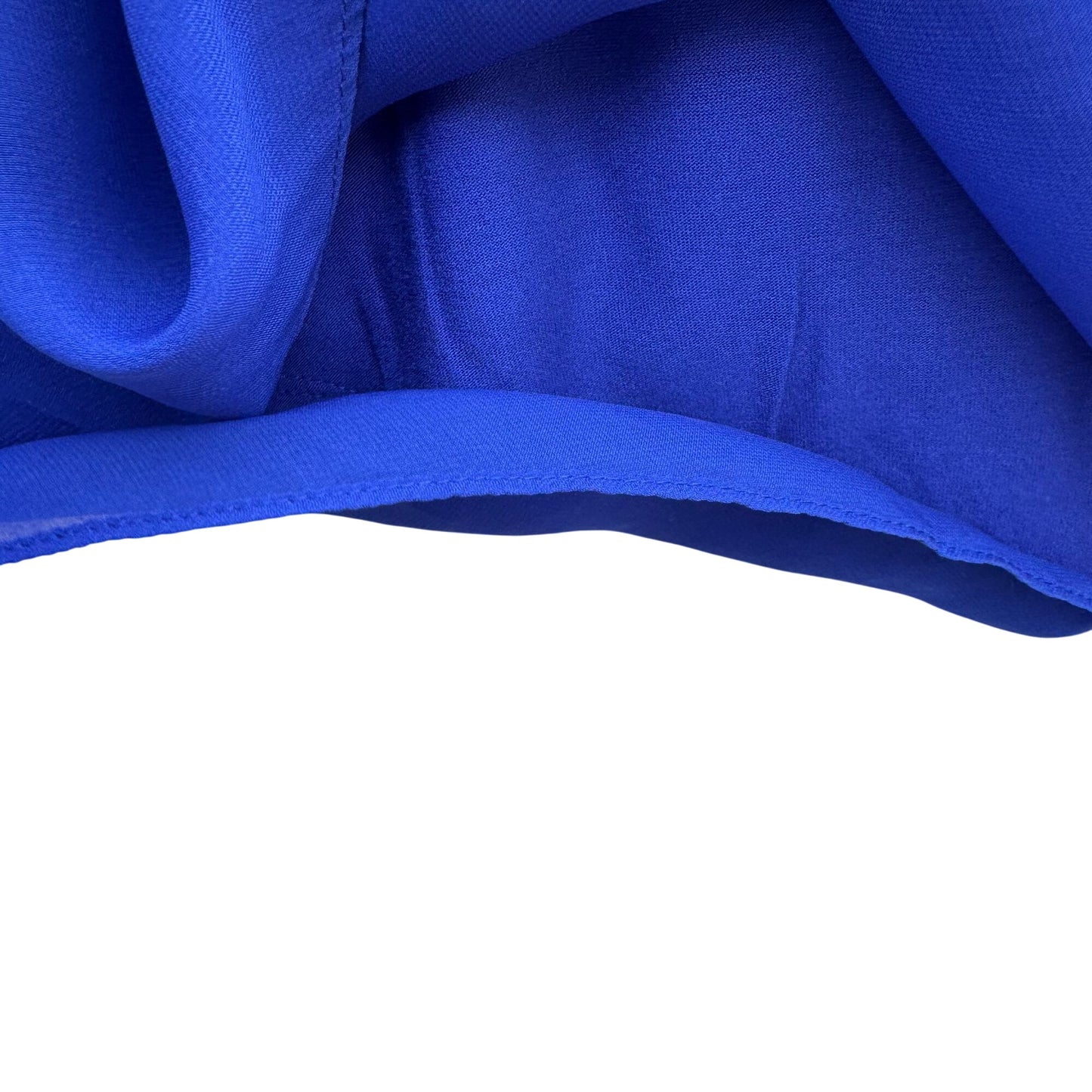 Chicos 1P Blue Semi Sheer Asymmetrical Flowy Bell Sleeve Chiffon Blouse Women