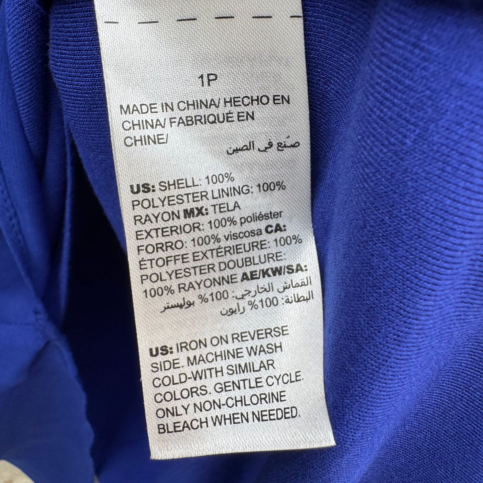 Chicos 1P Blue Semi Sheer Asymmetrical Flowy Bell Sleeve Chiffon Blouse Women