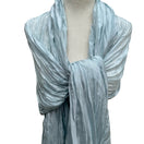 Switch Eileen Fisher 100% Silk Coastal Minimalist Crinkle Beaded Scarf Wrap Pastel Blue 3 image