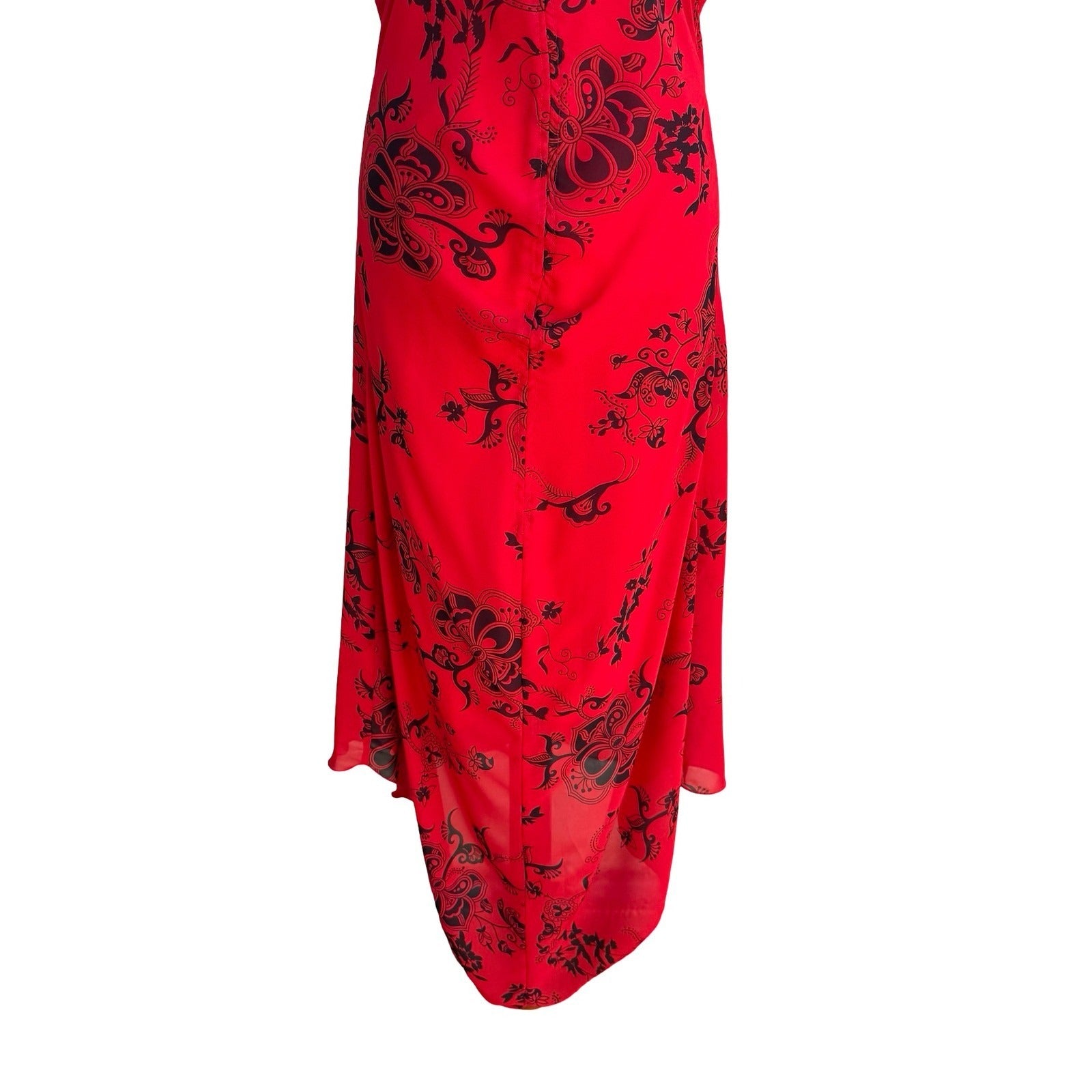 Jonathan Martin Whimisigoth Dark Floral Paisley Sheer Midi Dress Red Womens 10
