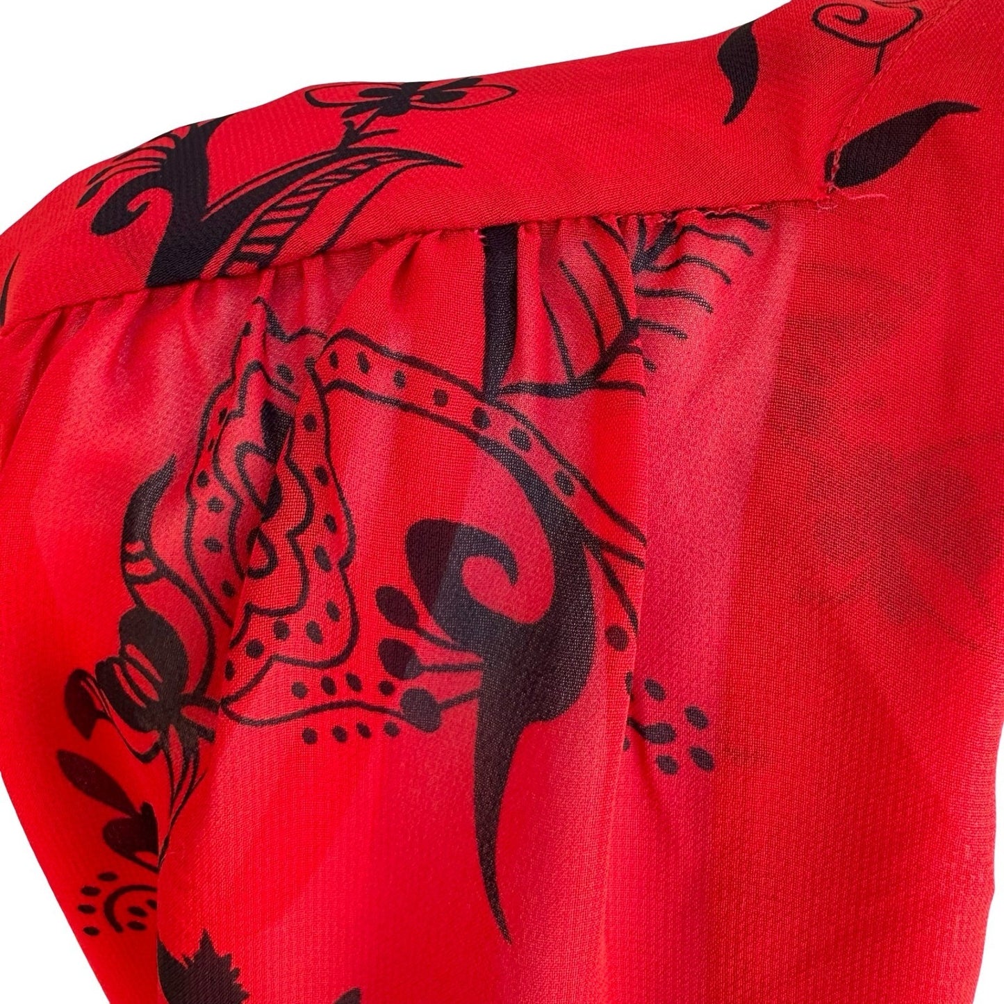 Jonathan Martin Whimisigoth Dark Floral Paisley Sheer Midi Dress Red Womens 10