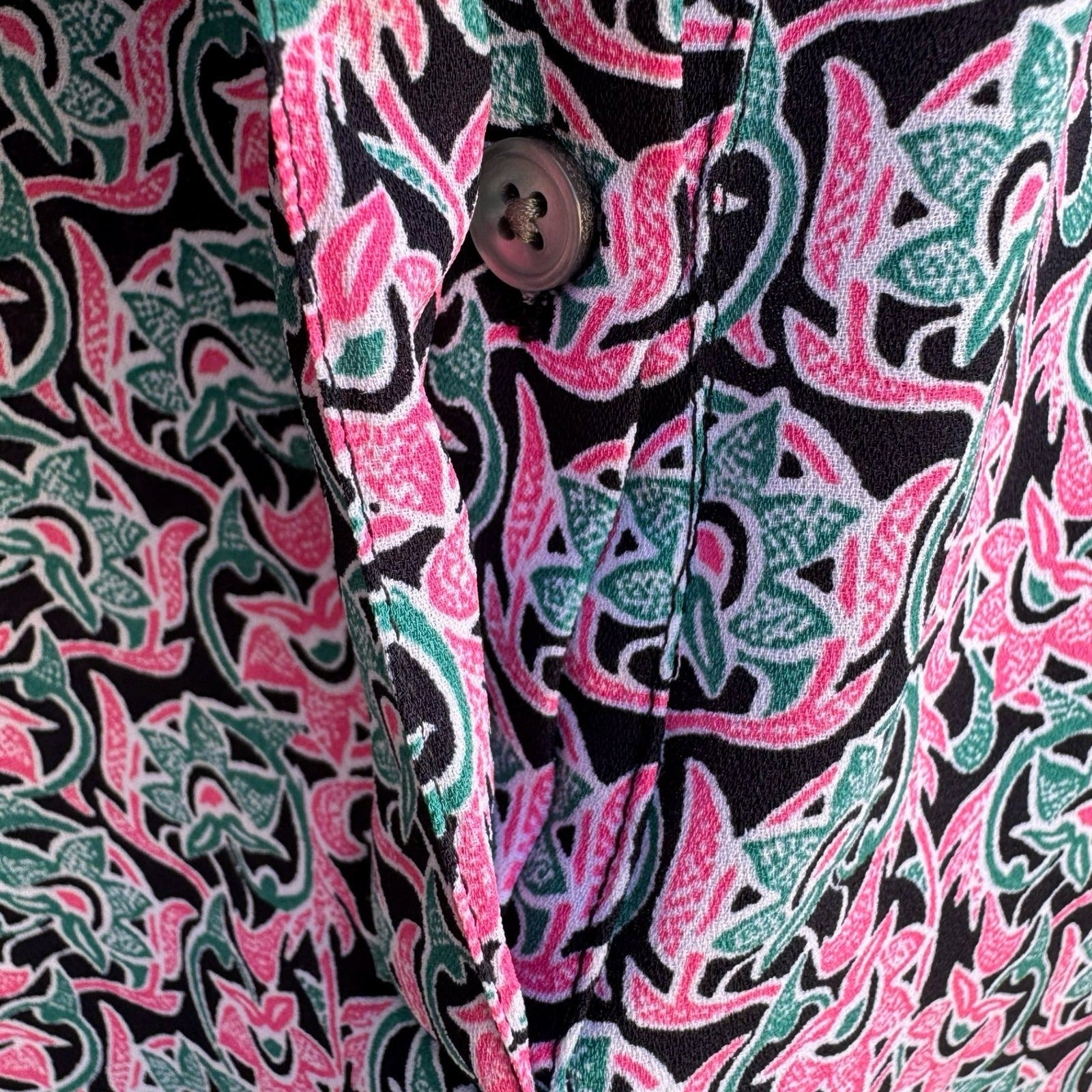 Gap Womens Pink Teal Floral Paisley Long Sleeve Popover Tunic Blouse Medium Boho