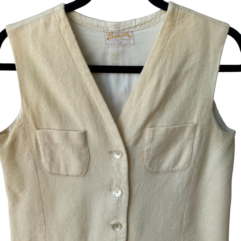 Bronson of California Vintage 50s 60s Butter Womens Wool Lined Four Pocket Vest