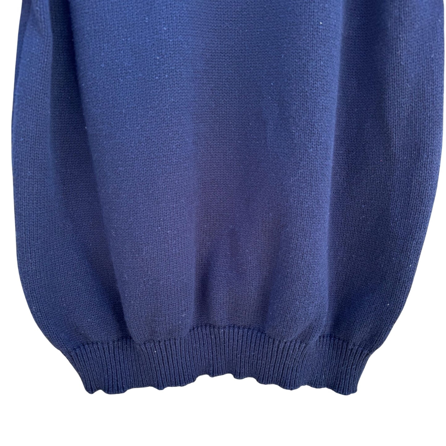 Close Knit Vintage Womens Navy Blue Knit Polo Collar Quarter Sleeves Sweater L