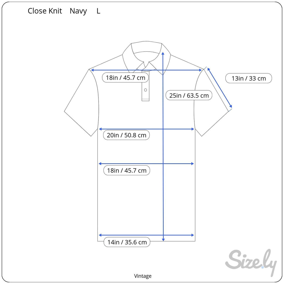 Close Knit Vintage Womens Navy Blue Knit Polo Collar Quarter Sleeves Sweater L