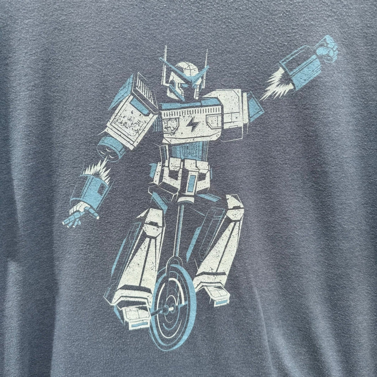 Story Spark Robot Unicycle Techwear Geek Chic Robot Graphic T-Shirt Mens Gray L