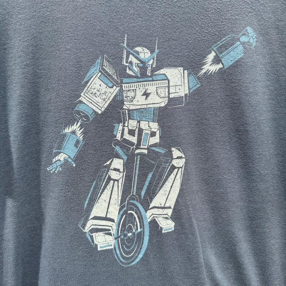 Story Spark Robot Unicycle Techwear Geek Chic Robot Graphic T-Shirt Mens Gray L
