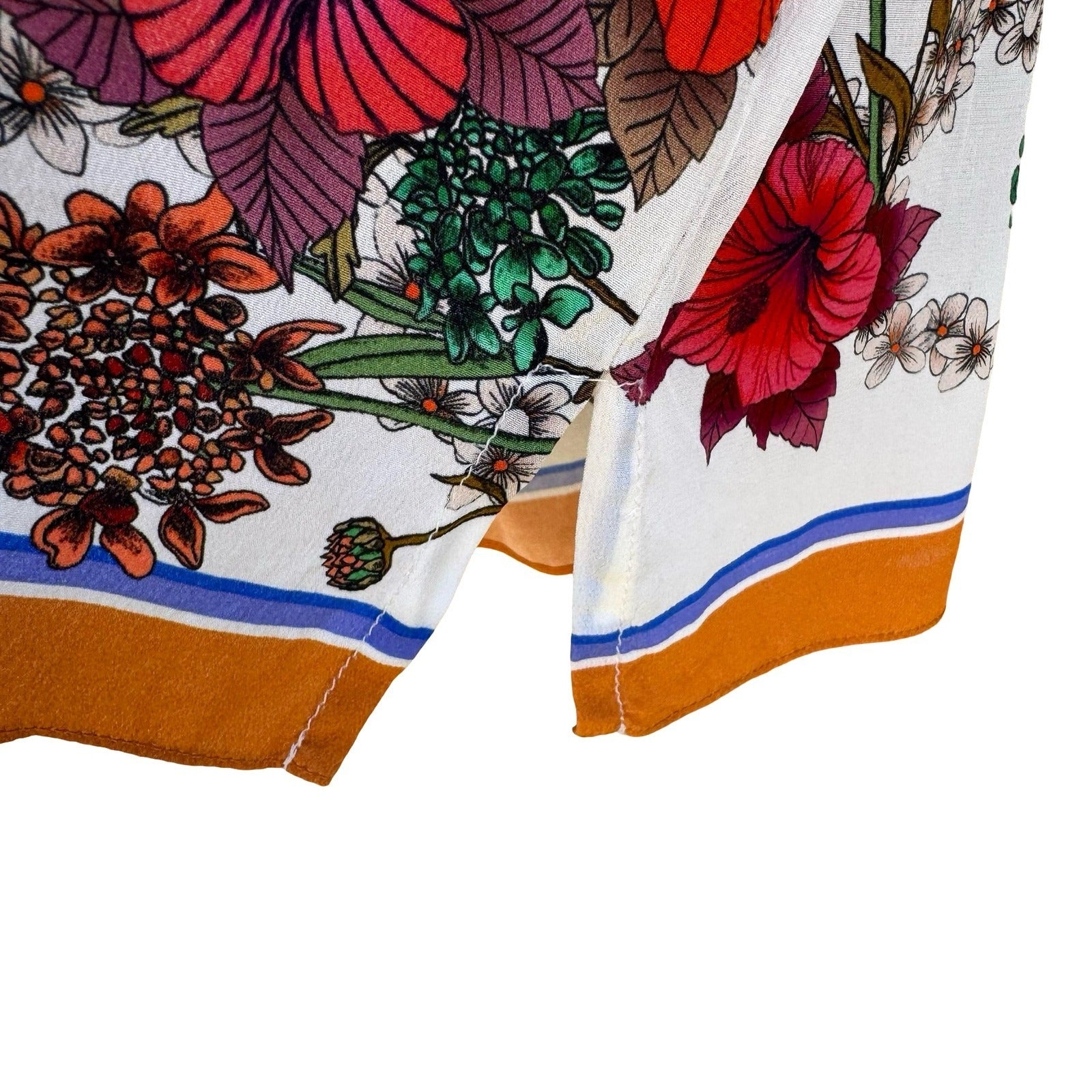 Sandro Paris Silk Resortwear Tropical Hibiscus Boho Beachy Luxury Shirt Womens L