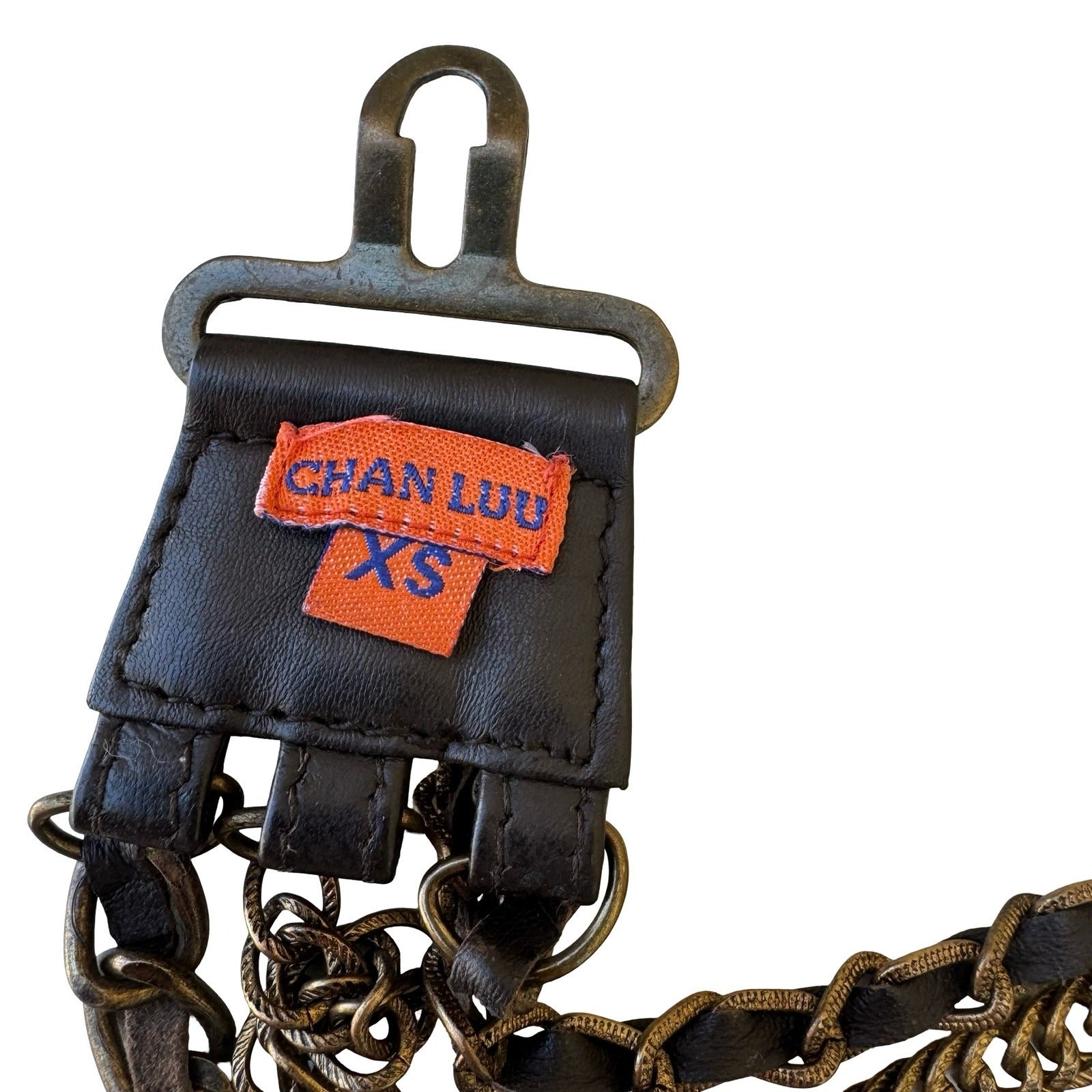 Chan Luu Vintage Y2K Boho Steampunk Grunge Leather Multi Chain Belt Brown XS