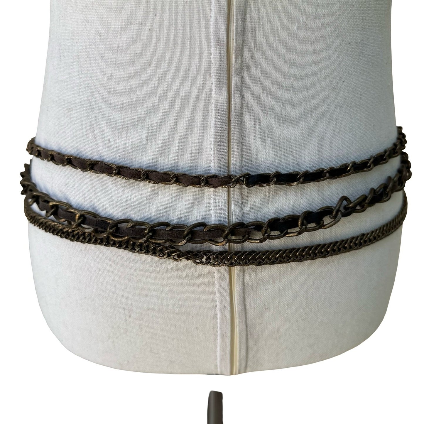 Chan Luu Vintage Y2K Boho Steampunk Grunge Leather Multi Chain Belt Brown XS