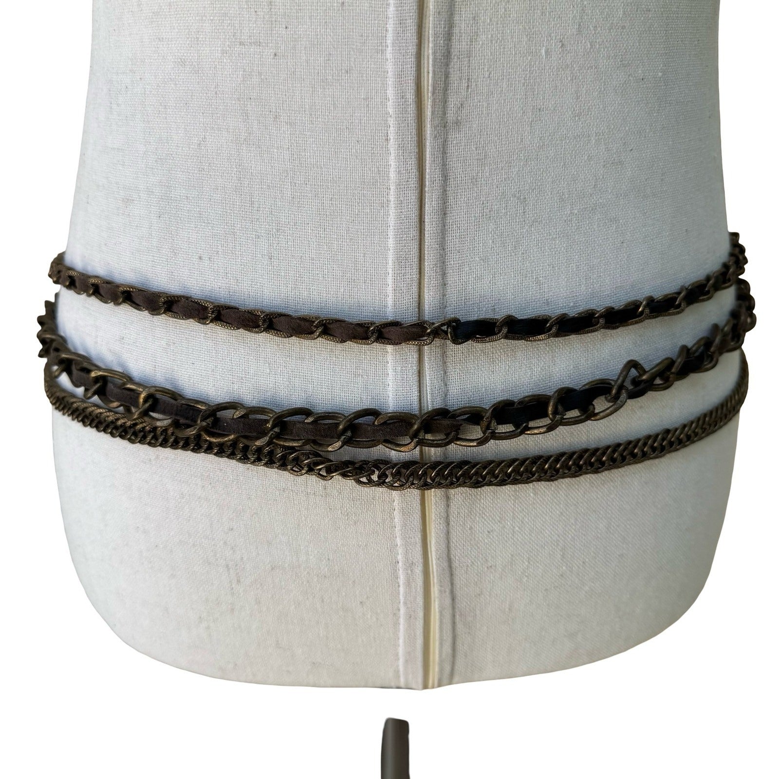 Chan Luu Vintage Y2K Boho Steampunk Grunge Leather Multi Chain Belt Brown XS