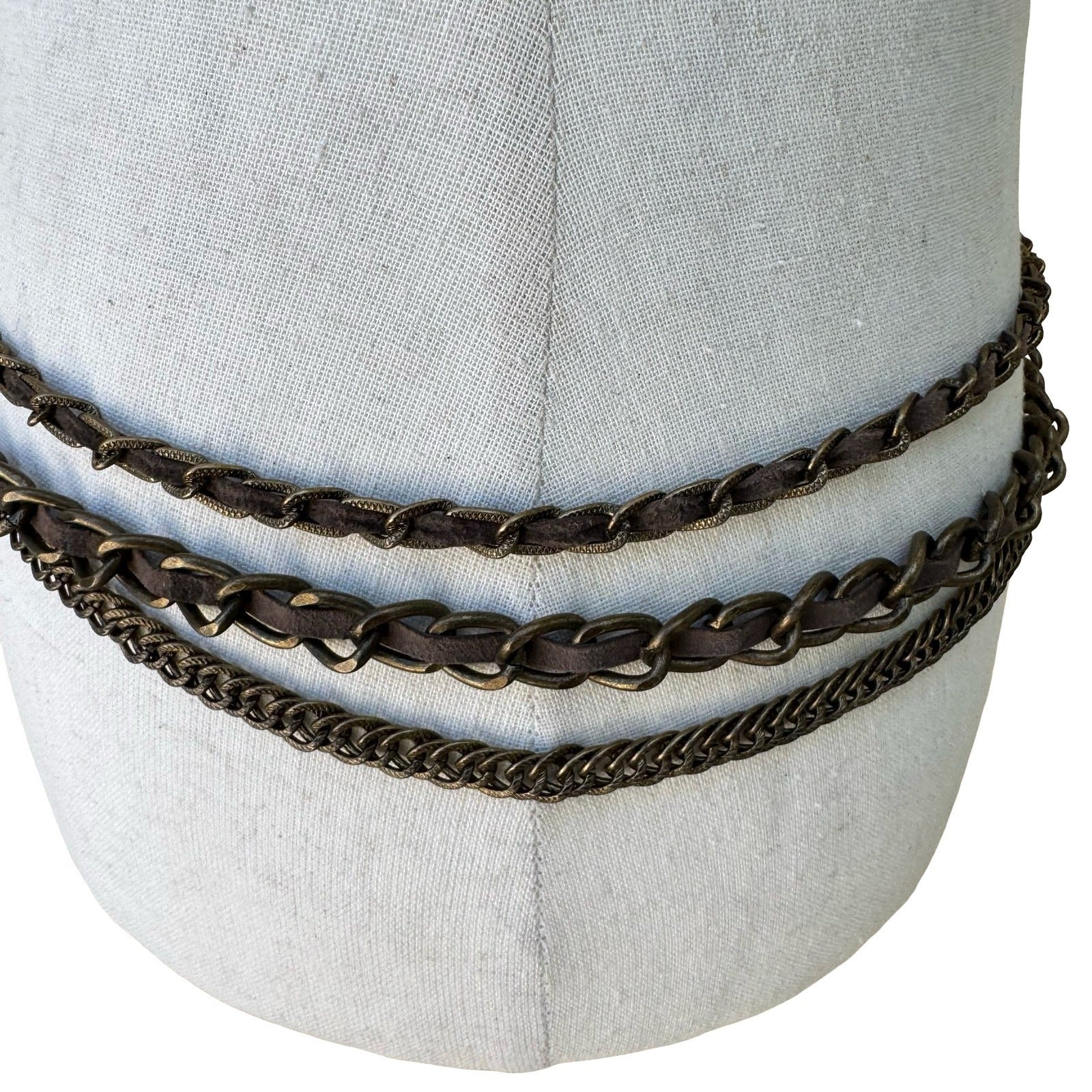 Chan Luu Vintage Y2K Boho Steampunk Grunge Leather Multi Chain Belt Brown XS