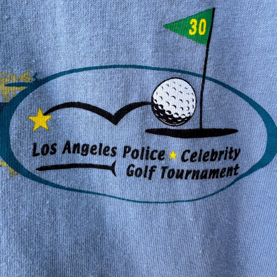 Hanes Beefy-T Mens XXL Blue LA Police Celebrity Golf Tournament Graphic T-Shirt