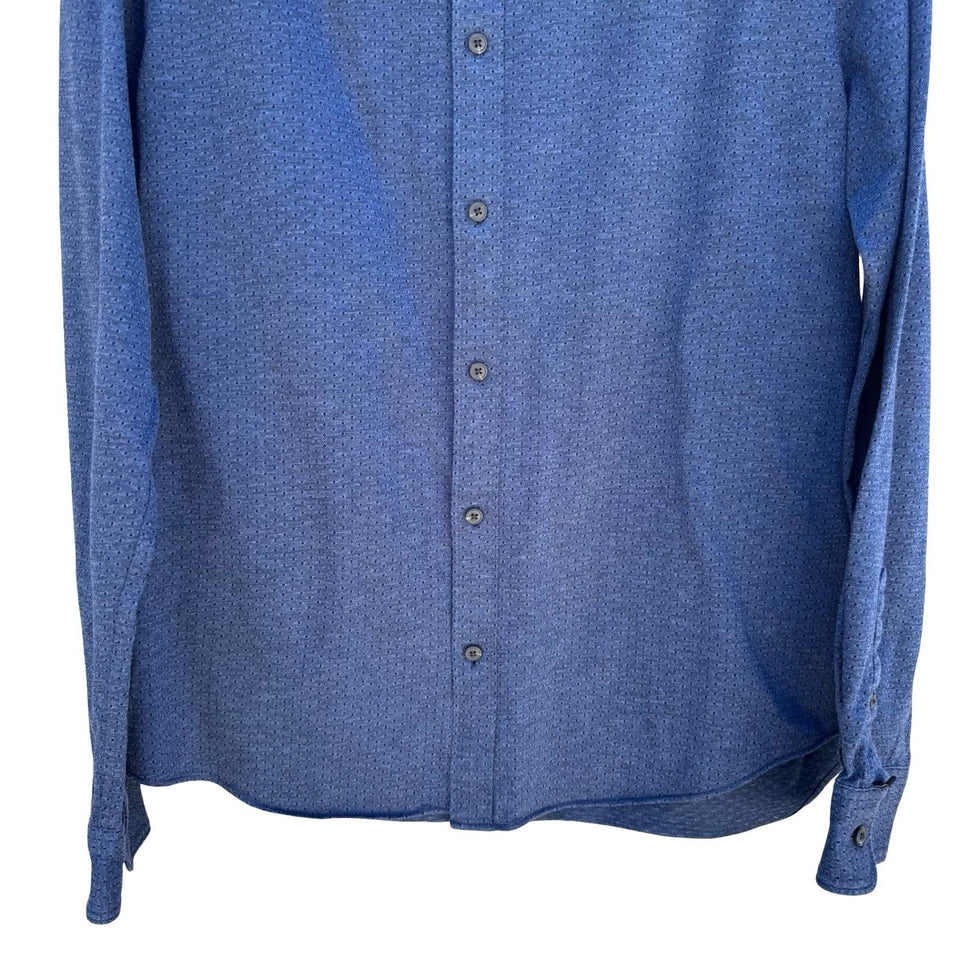 Scotch & Soda Micro Dot Slim Fit Tailored Business Casual Shirt Mens L Blue
