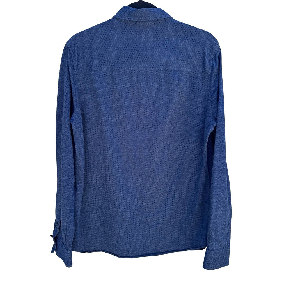 Scotch & Soda Micro Dot Slim Fit Tailored Business Casual Shirt Mens L Blue