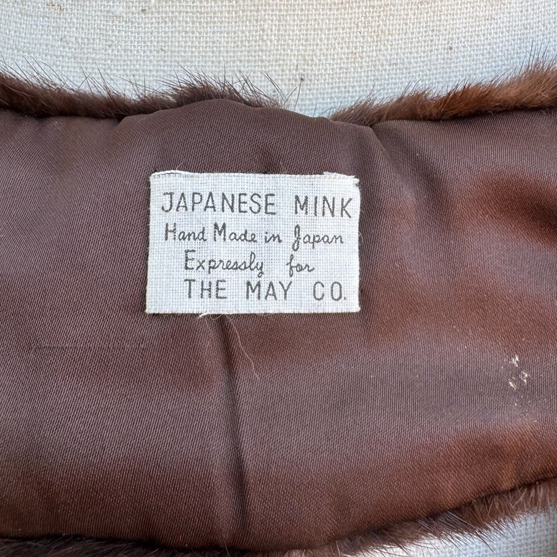 The May Company Vintage Womens Brown Hand Made Japanese Mink Fur Collar