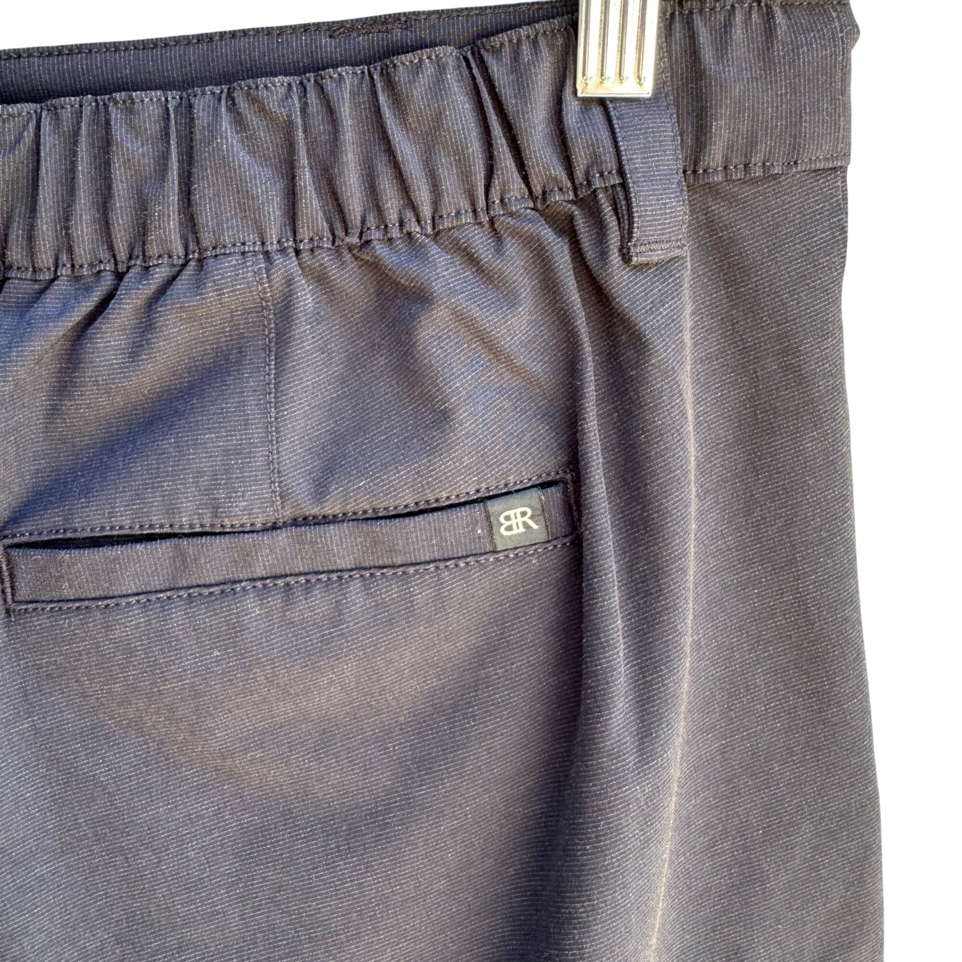 Banana Republic Mens Charcoal Black Relaxed-Fit Lightweight Elastic Waist Shorts