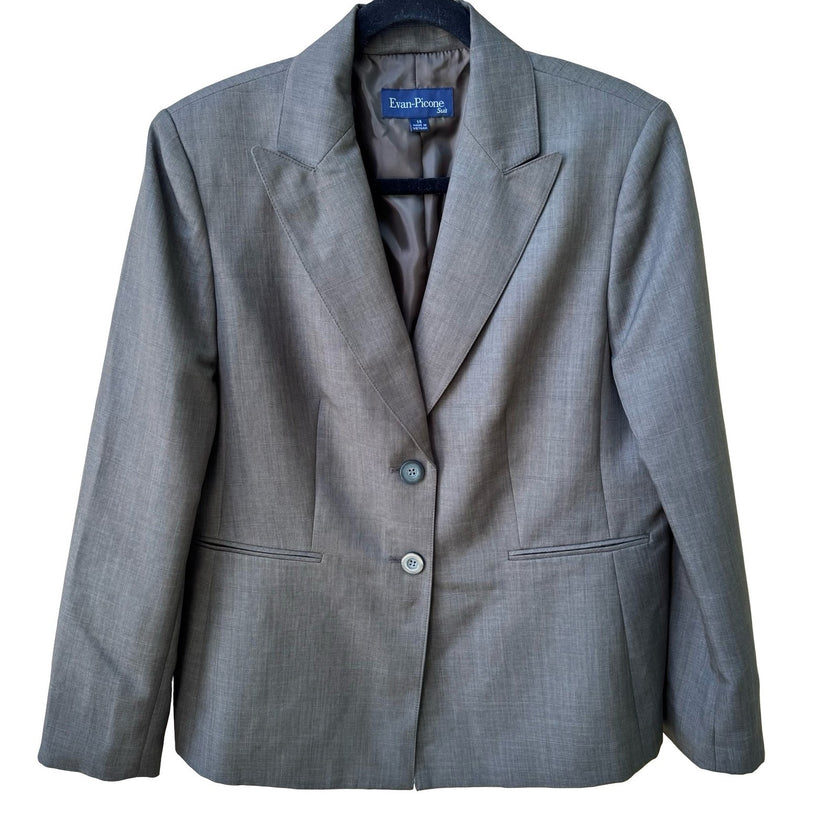 Evan-Picone Vintage Minimalist Professional Tailored Power Suit Blazer Jacket 14