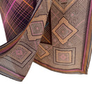 Switch Vintage Geometric Diamond Grid Silk Scarf Brown Orange Pink Hand Rolled Edge 3 image