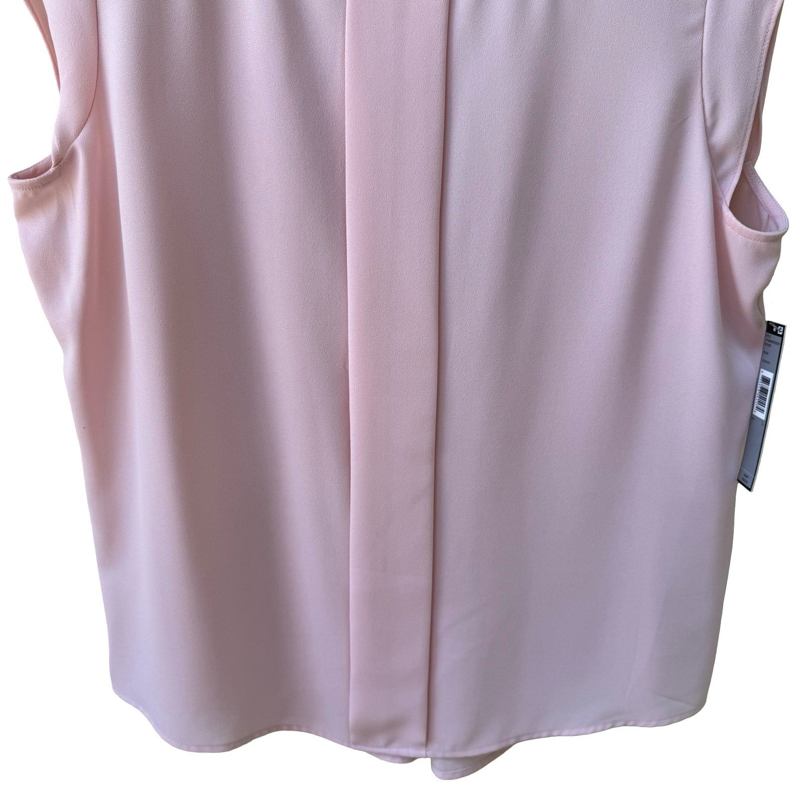 Tahari Arthur S Levine Feminine Pastel Pink Pleated Cinched Back Blouse L NEW