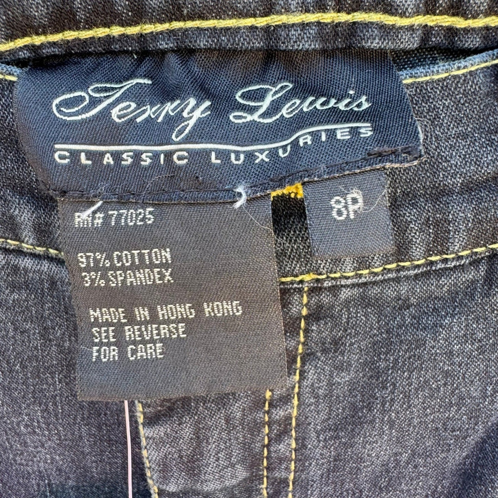 Terry Lewis Classic Luxuries Dark Wash Straight Leg Jeans Size 8P NWT Stretch