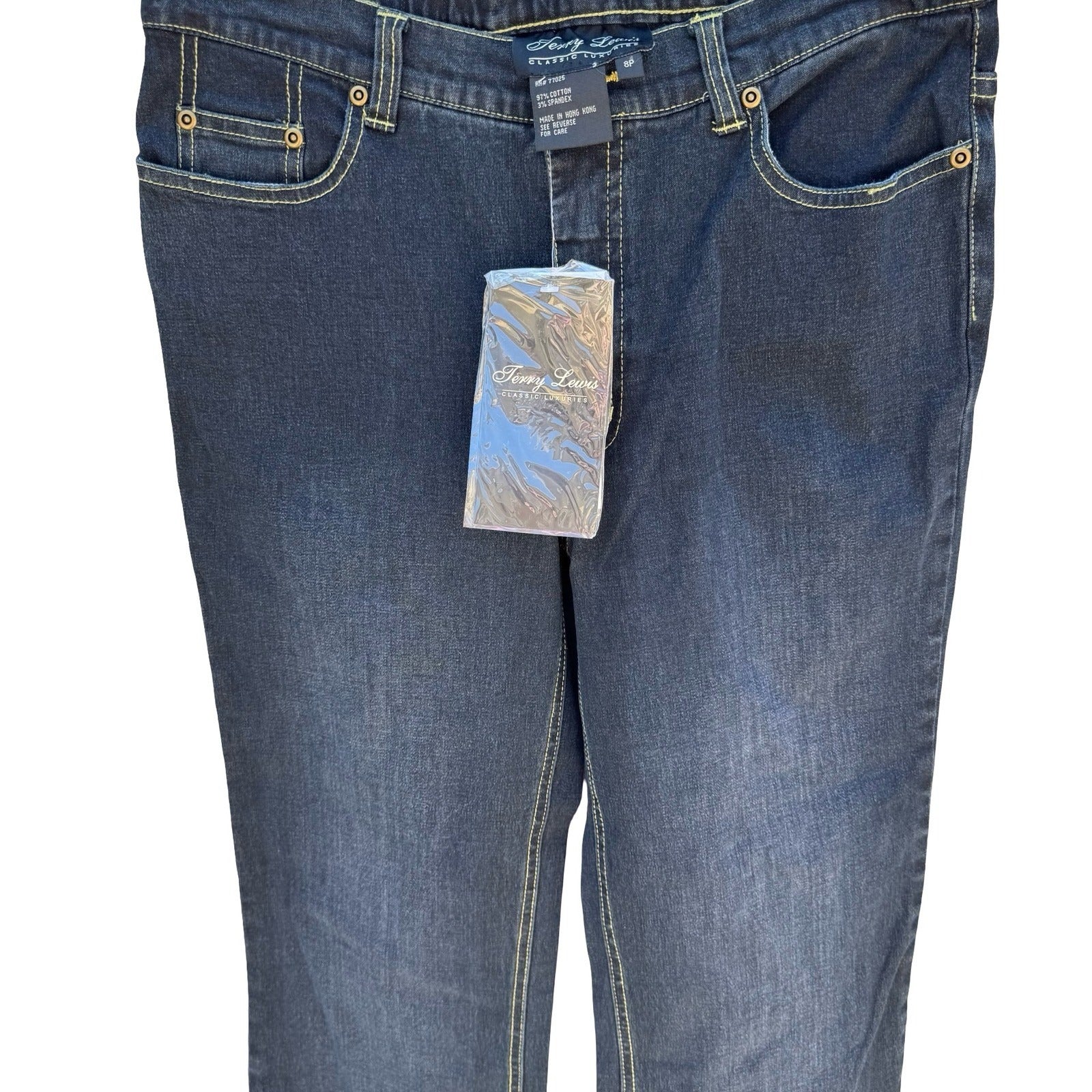 Terry Lewis Classic Luxuries Dark Wash Straight Leg Jeans Size 8P NWT Stretch