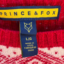 Switch Prince &amp; Fox Mens Large Red Fair Isle Reindeer Snowflake Nordic Knit Sweater NEW 2 image