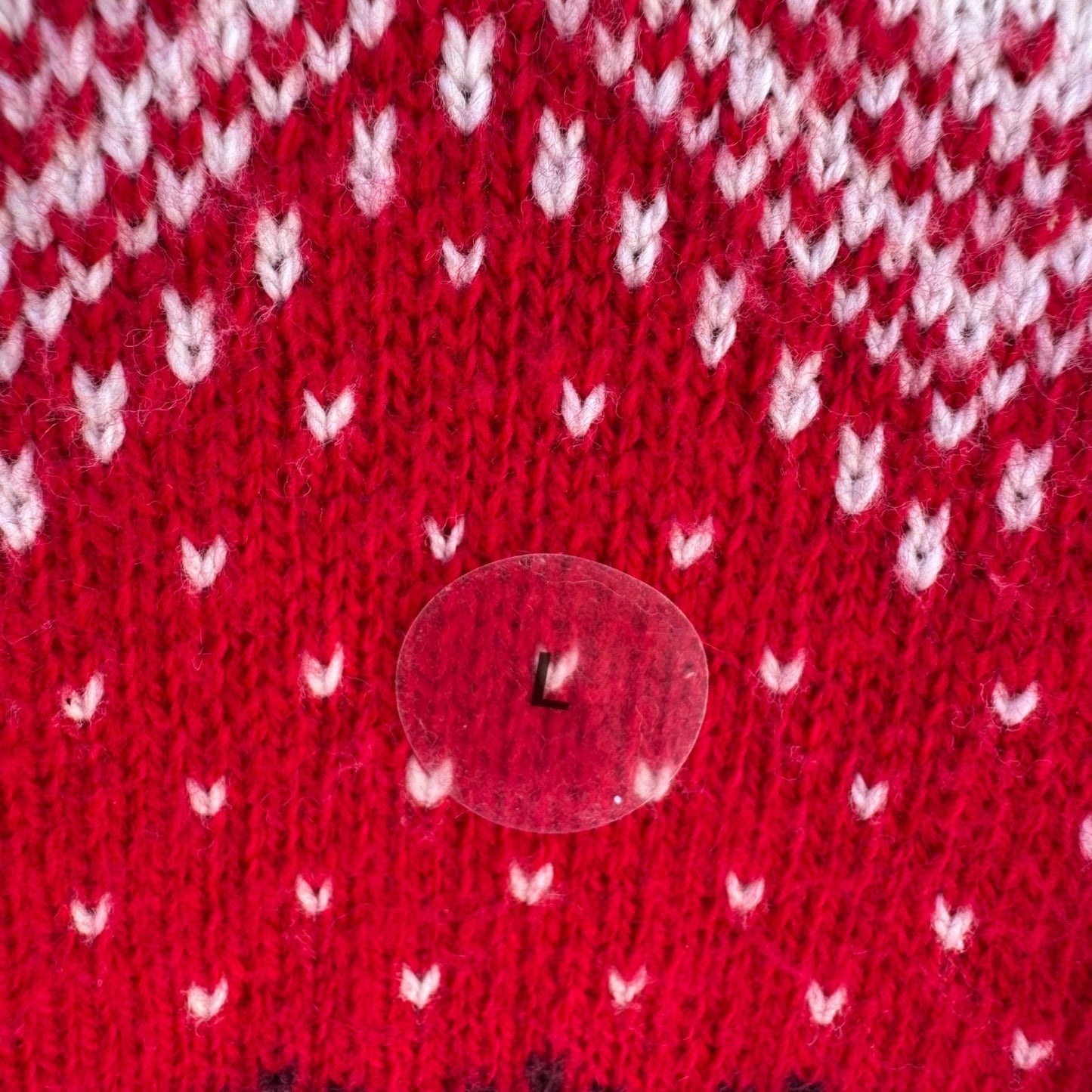 Prince & Fox Mens Large Red Fair Isle Reindeer Snowflake Nordic Knit Sweater NEW