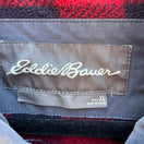 Switch Eddie Bauer Mens XL Navy Blue Fleece Lined Snap Front Shirt Jacket Buffalo Plaid 2 image