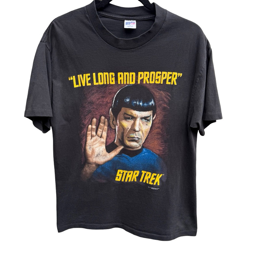 Star Trek Vintage 1993 Sports Stuff Spock Live Long And Prosper Shirt Black L