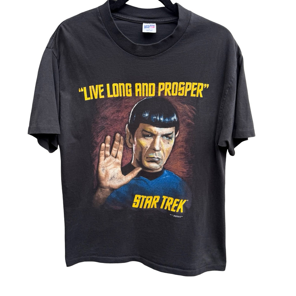Star Trek Vintage 1993 Sports Stuff Spock Live Long And Prosper Shirt Black L