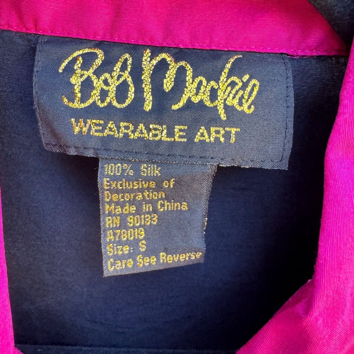 Bob Mackie Wearable Art Vintage Silk Embroidered Butterfly Appliqué Shirt Blouse