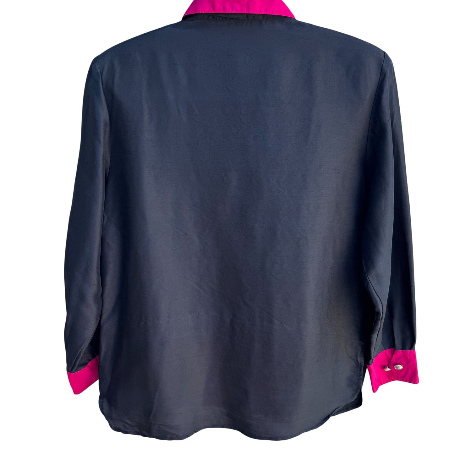 Bob Mackie Wearable Art Vintage Silk Embroidered Butterfly Appliqué Shirt Blouse