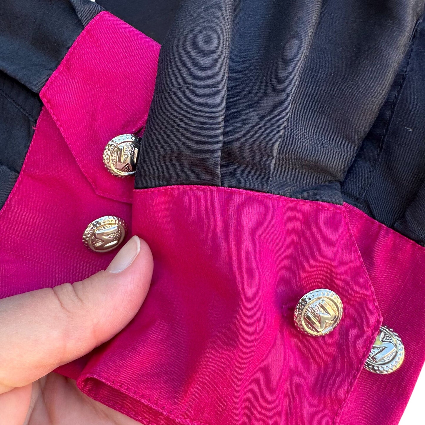 Bob Mackie Wearable Art Vintage Silk Embroidered Butterfly Appliqué Shirt Blouse