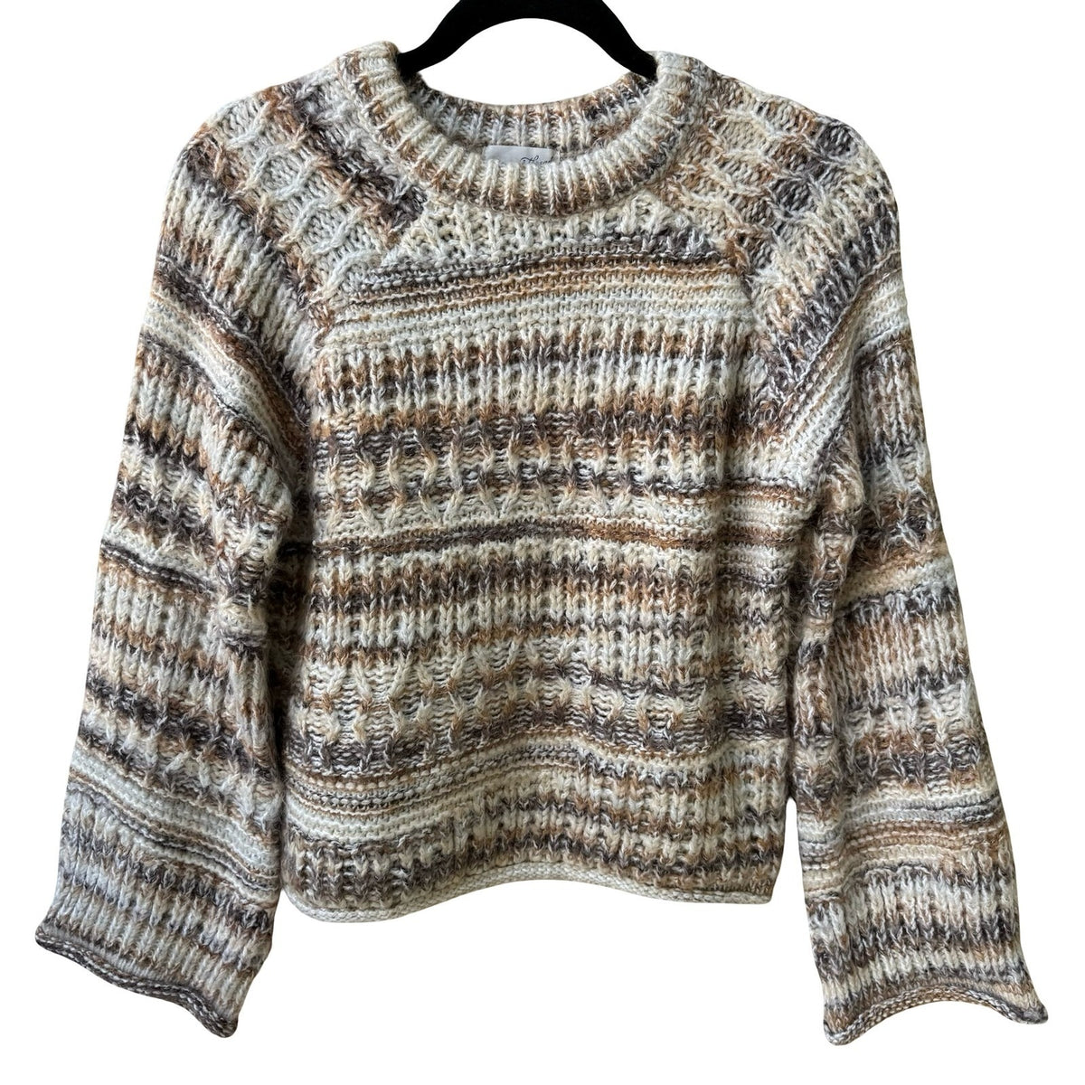 Universal Thread Chunky Space Dye Boho Knit Oversized Pullover Sweater Brown S