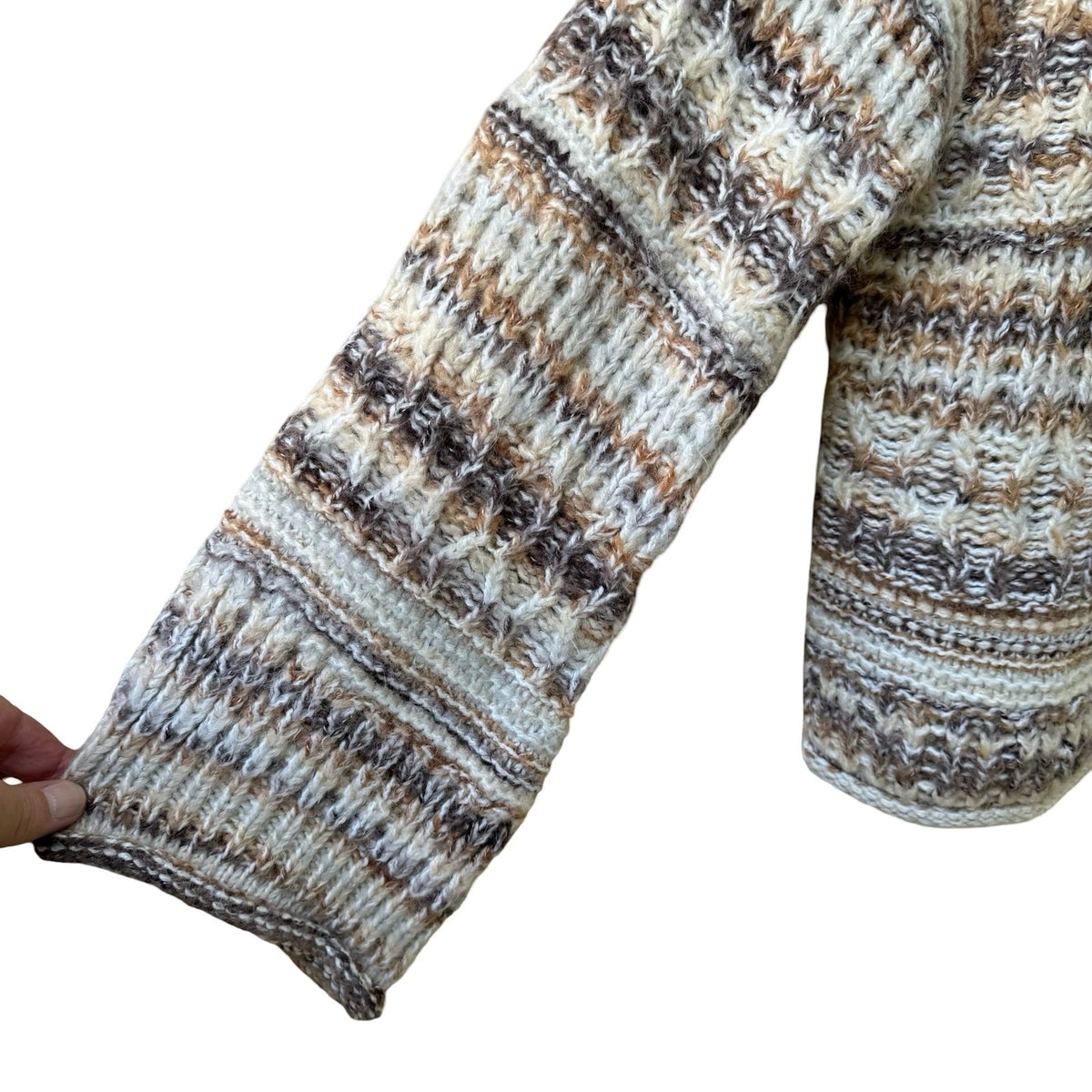 Universal Thread Chunky Space Dye Boho Knit Oversized Pullover Sweater Brown S