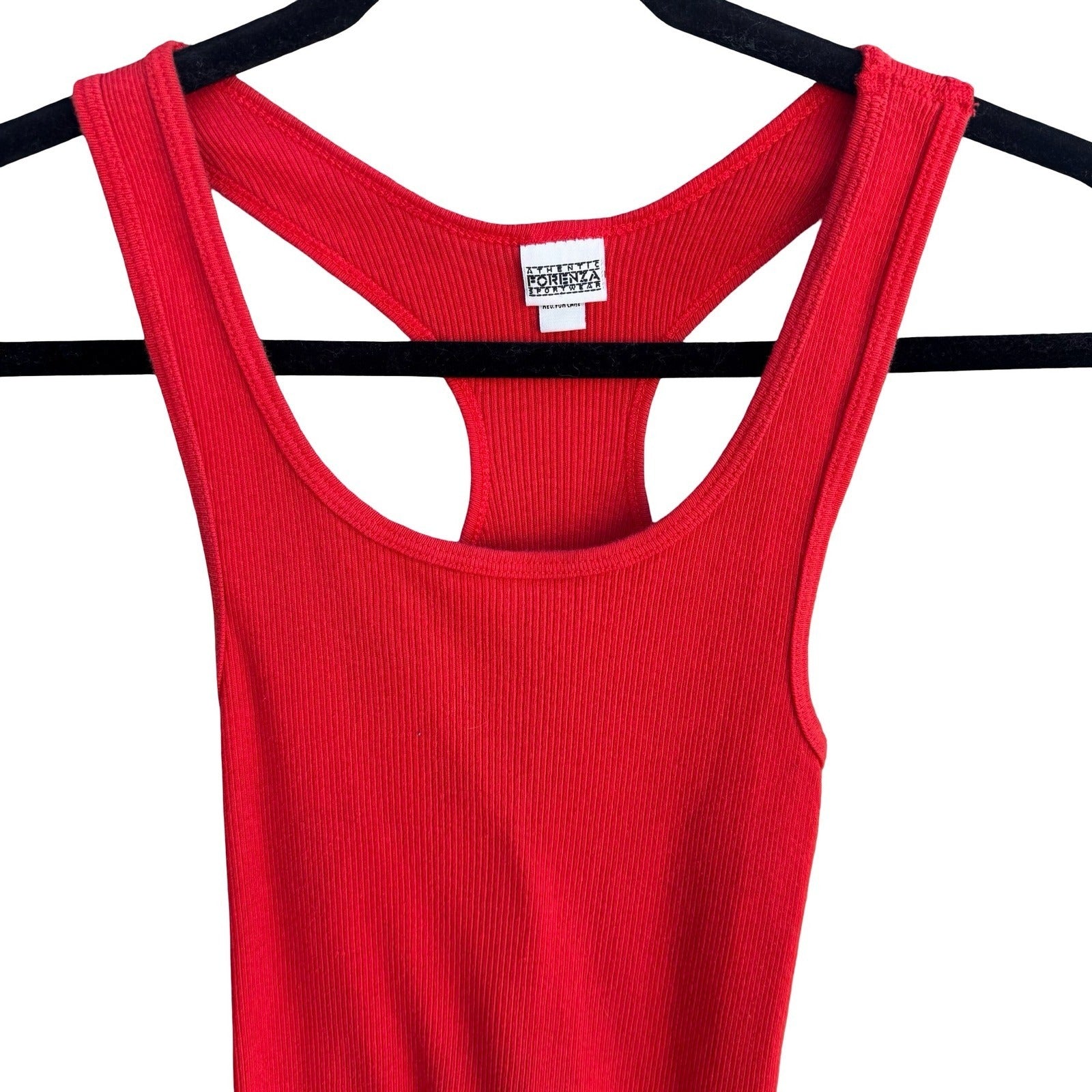 Forenza Sportswear Vintage Womens Red Ribbed Racerback Tank Top Made USA Small