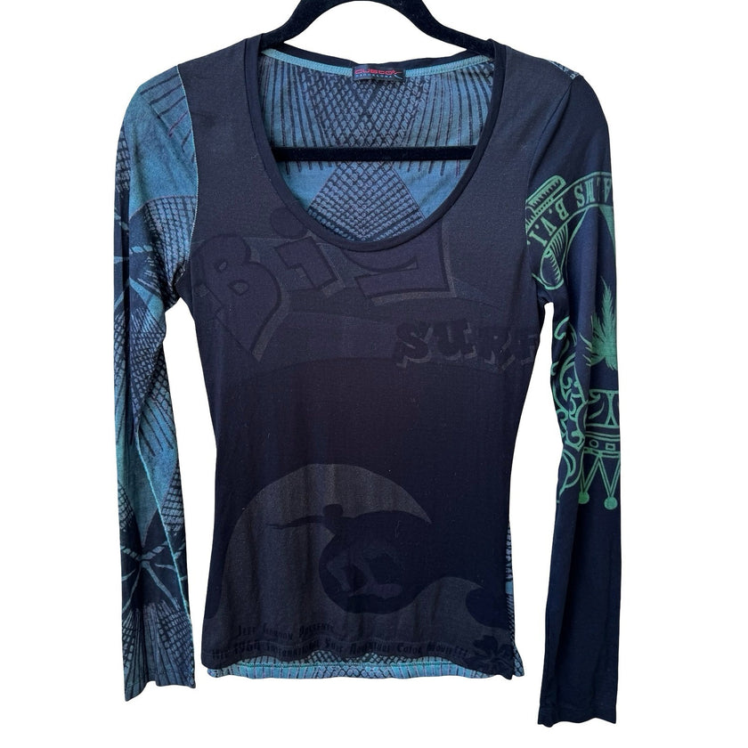 Custo Barcelona Vintage Y2K 90s Graphic Top Cybercore Surfer Designer Sample S