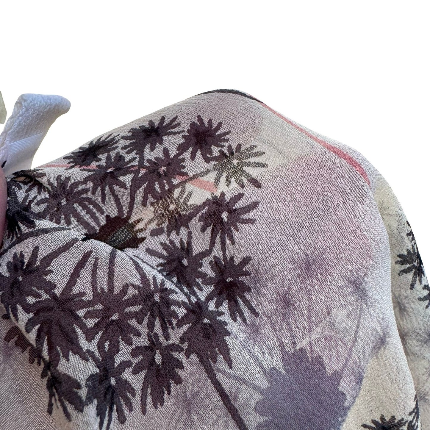 Boho Sheer Ethereal Fairy Dandelion Print Crop Blouse Bell Sleeve Smocked Waist