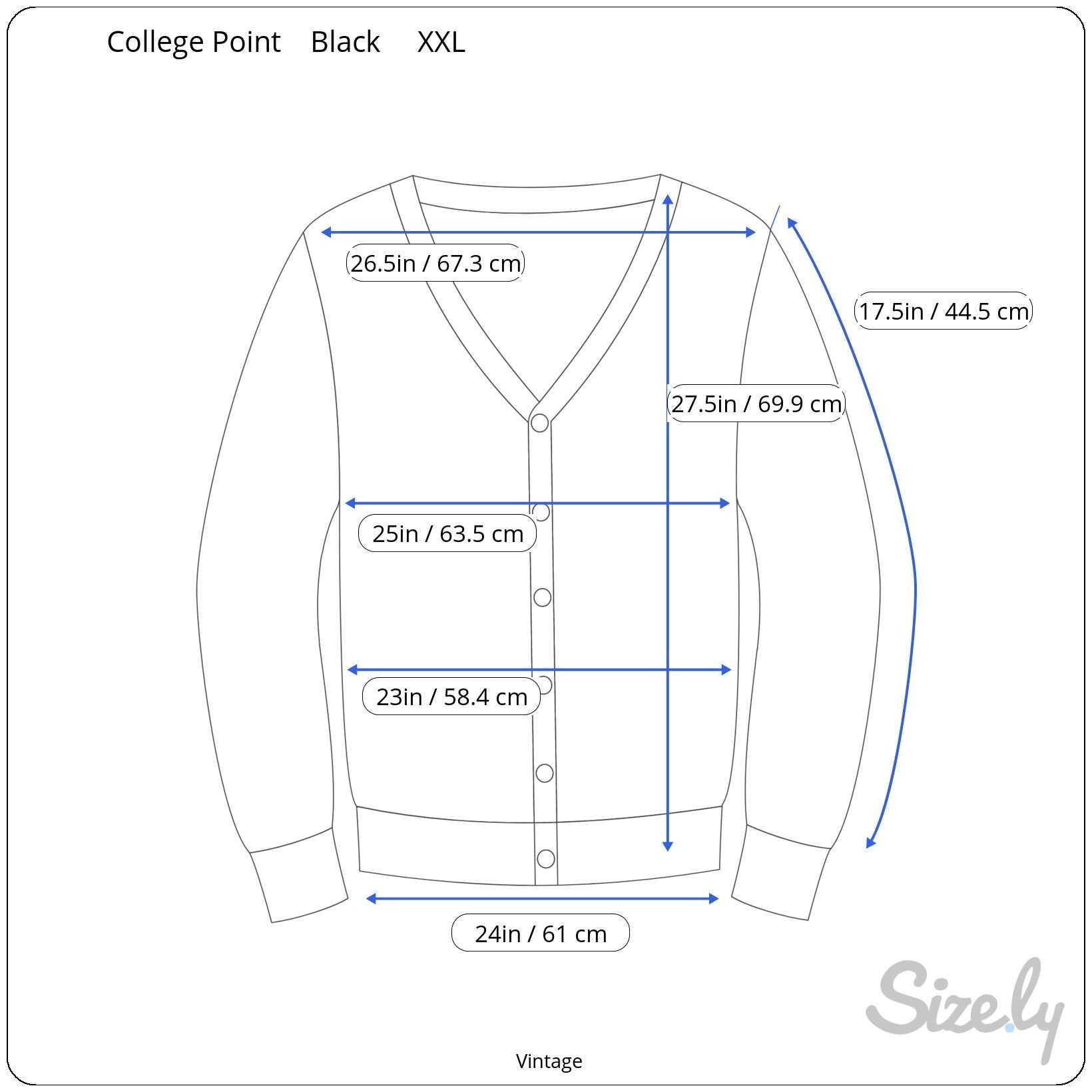 College Point Vintage Black Knit Gold Button Pockets Oversized Cardigan Sweater