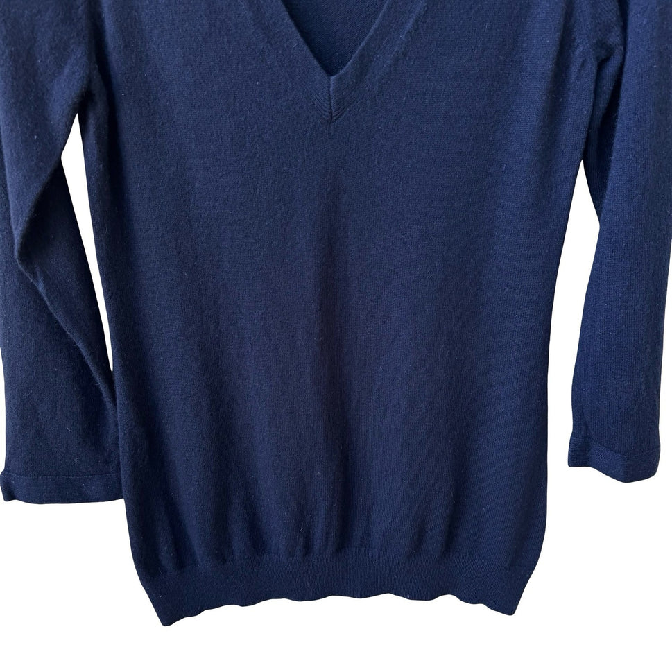 Theory Lindsay Cashmere Quiet Luxury Preppy Minimalist Capsule Sweater Navy M
