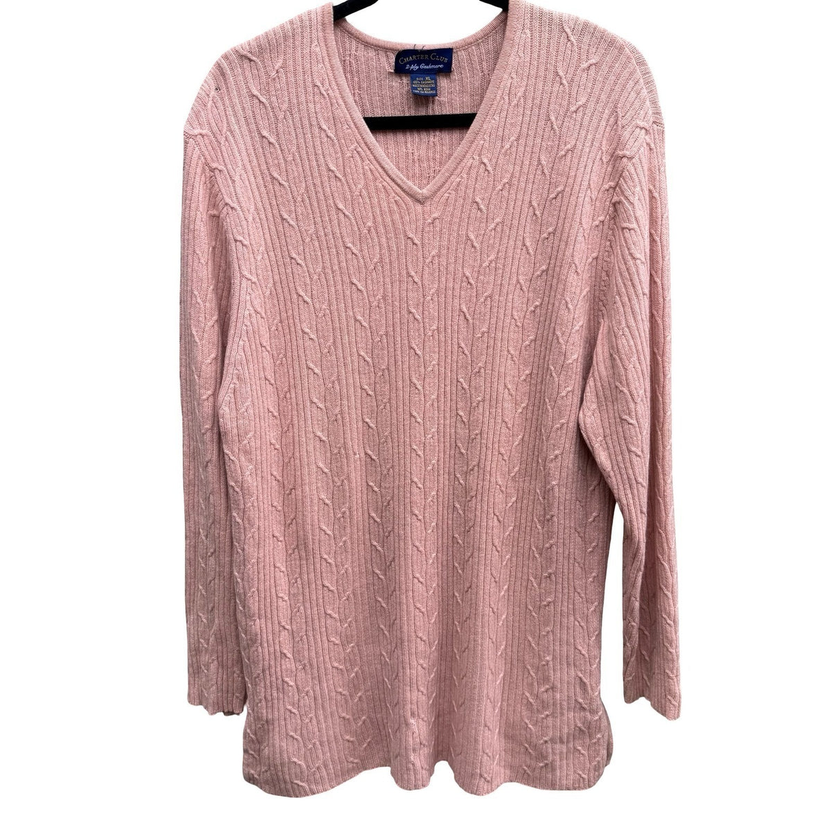 Charter Club Cashmere Coquette Preppy Soft Girl Cable Knit Sweater Pastel XL