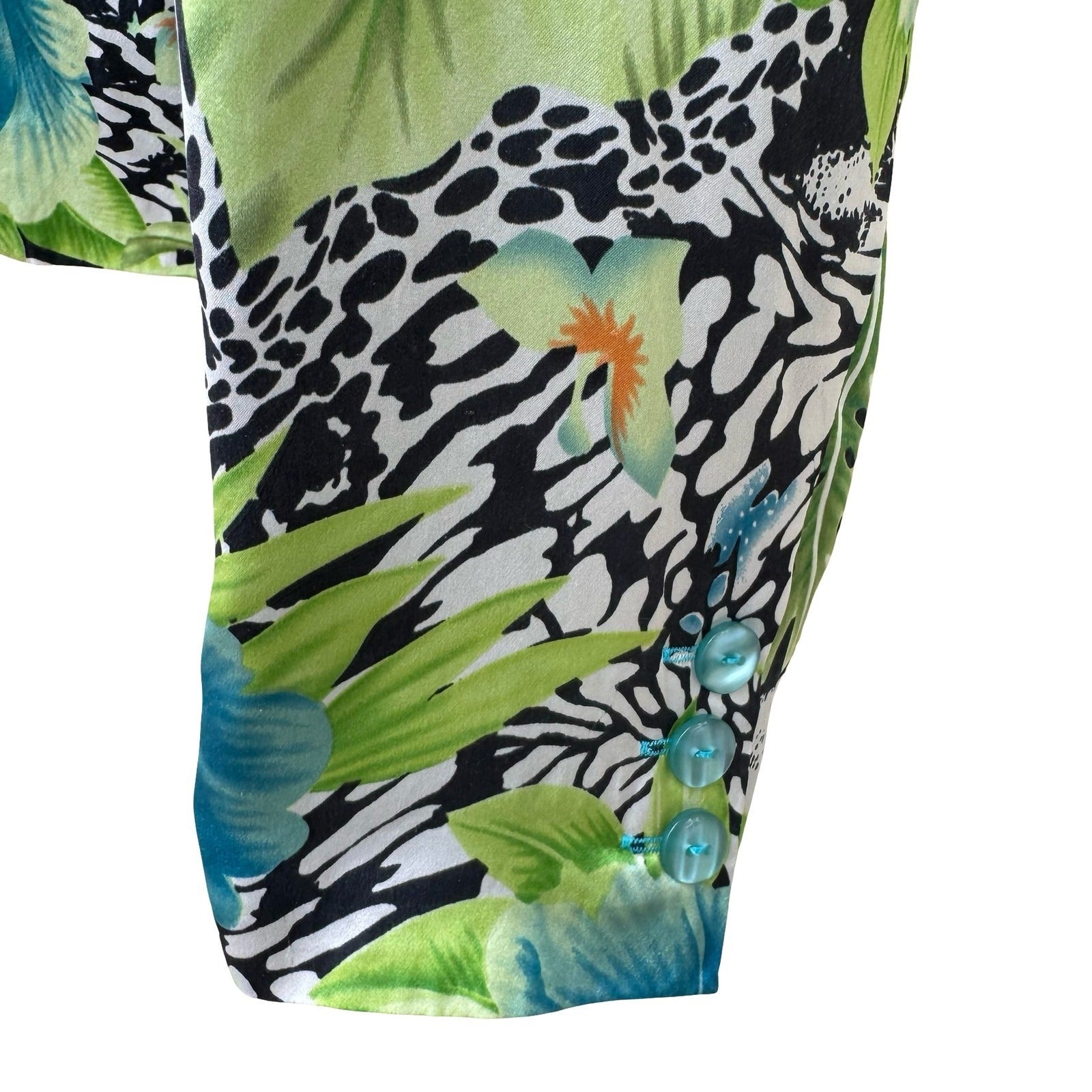Russell Kemp Y2K Silk Maximalist Resort Tropical Floral Animal Print Blazer 14