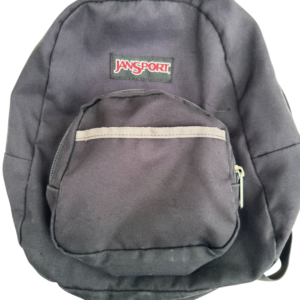 Jansport Black Half Pint Mini Backpack 12"x10" Front Zipper Adjustable Straps